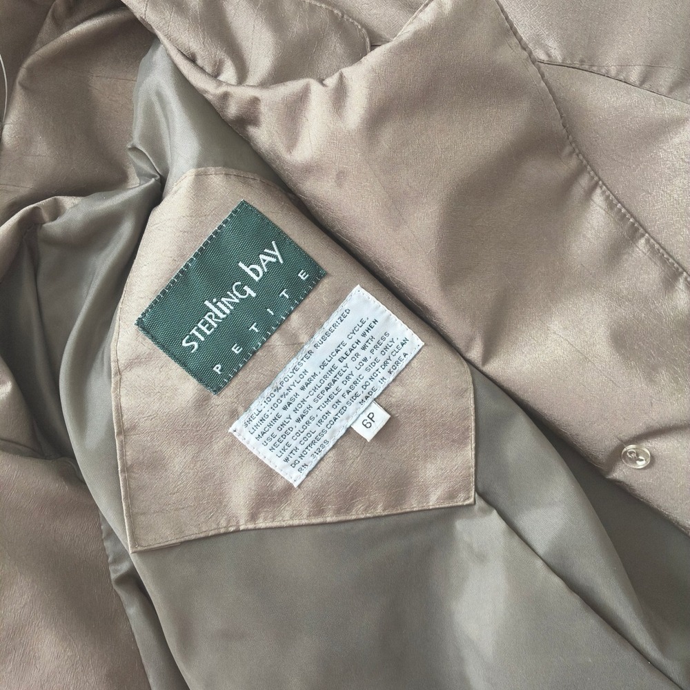 Vintage 80s‎ Taupe Trench Coat Duster Style Retro Femme Streetwear Dark Academia - Picture 9 of 9